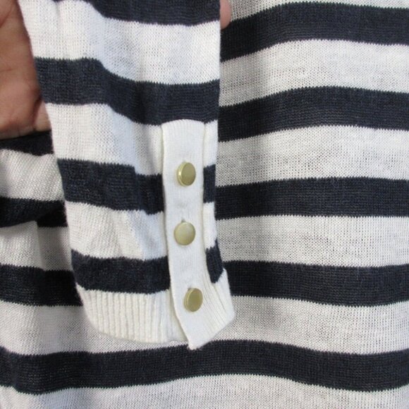 Club Monaco Linen Blend Nautical Sweater Women XS Striped Black White Knit 166 - Picture 6 of 10